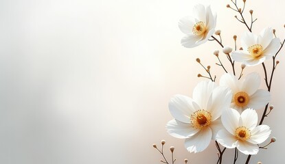 Fototapeta premium elegant spring white floral invitation background