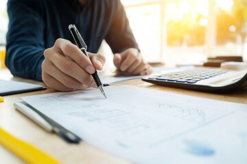 Fototapeta premium Businessmen strategizing budgets for construction projects.
