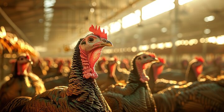 turkey in a modern professional farm house, livestock industry	