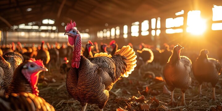 turkey in a modern professional farm house, livestock industry	
