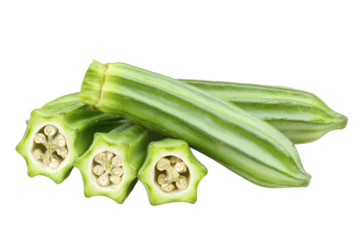 Freshly harvested okra displayed on a clean surface ready for culinary delights isolated on transparent background