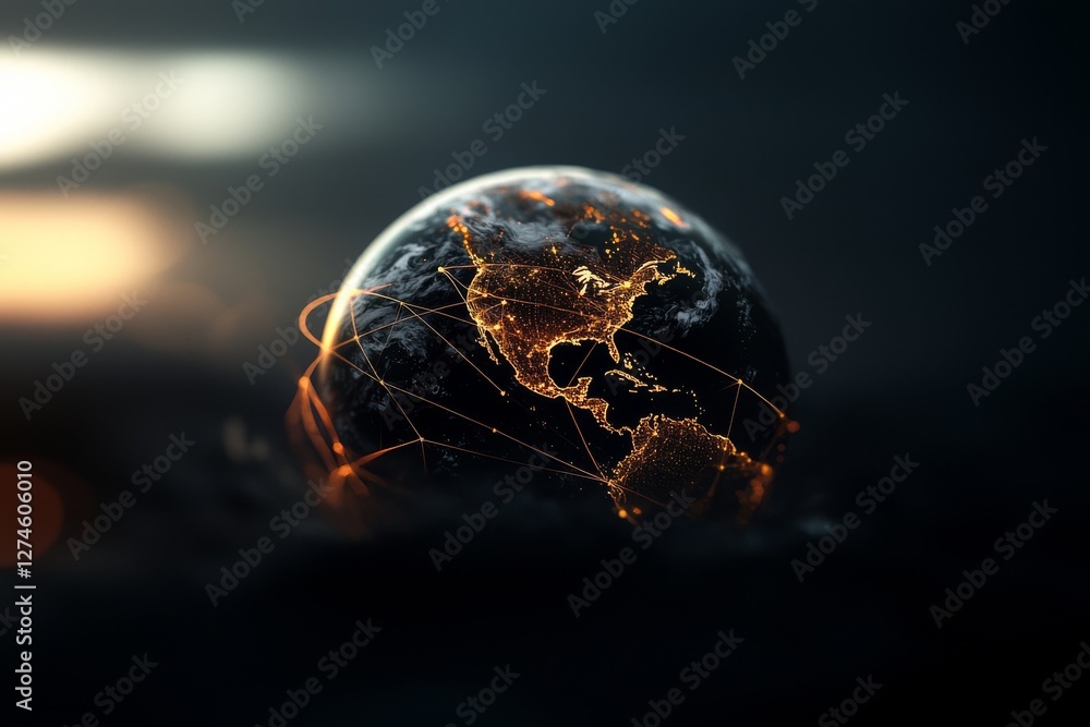 Poster a neural network is used to create a digital hologram of planet earth from stock art