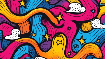 Vibrant Abstract Swirls: A Colorful Pop Art Design