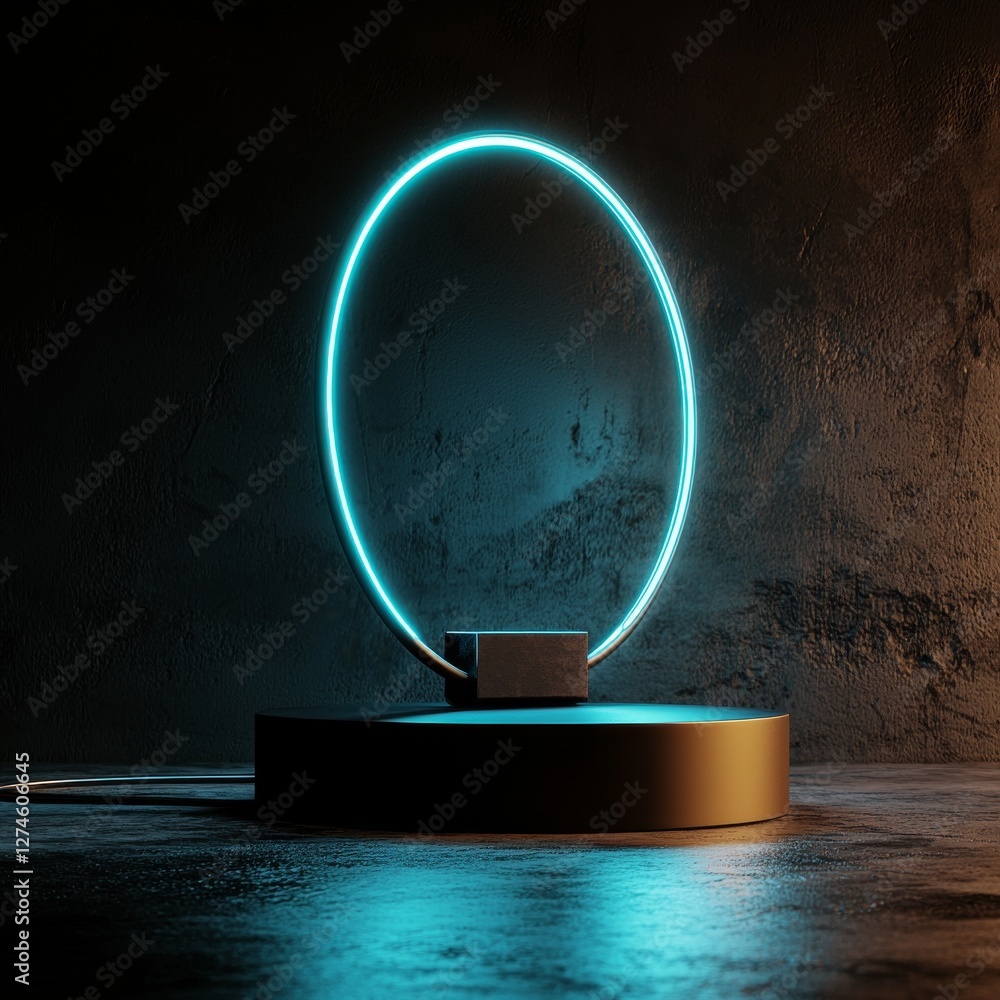 Aufkleber abstract technology hud interface features hologram elements and neon lights, representing a circle 