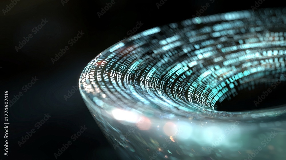 Poster future business solutions illustrated through an abstract technological background featuring a circl