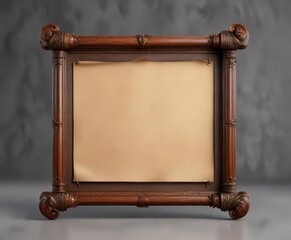 wooden scroll holder in antique leather frame,  vintage,  antique