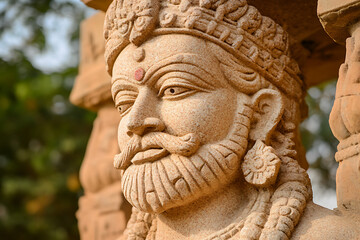 Fototapeta premium An intricately detailed statue of an Indian god, showcasing exquisite craftsmanship, cultural heritage, and deep spiritual significance. 