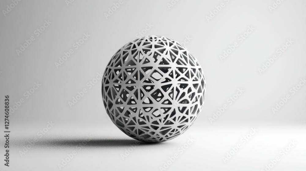 Poster futuristic sphere design on a light abstract background: 3d rendering of geometric shapes