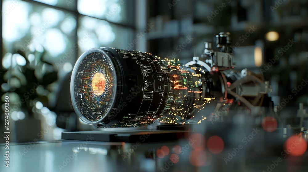 Poster highlighting the significance of virtual reality in intricate manufacturing visualizations, an inter