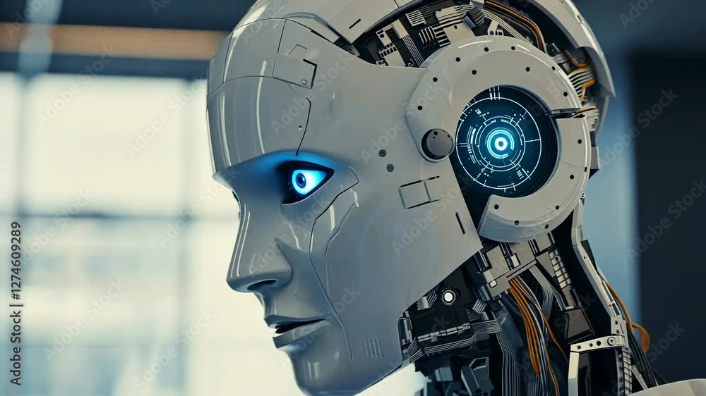 Aufkleber advanced robotic head: a glimpse into the future of artificial intelligence