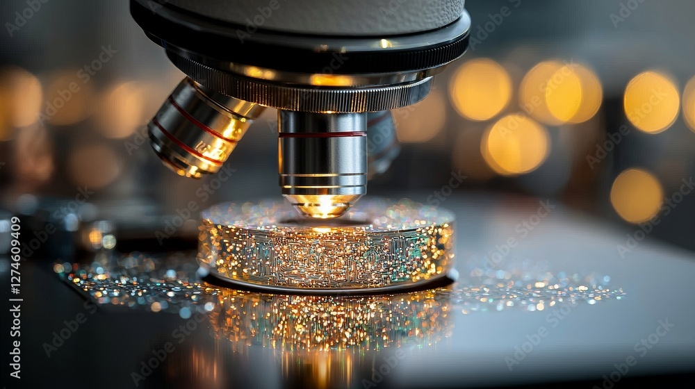 Poster samples are being viewed under a microscope to detect genetic markers, which ai systems will use to 