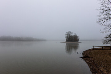 Foggy conditions at Lake Catherine State Park in Arkansas.