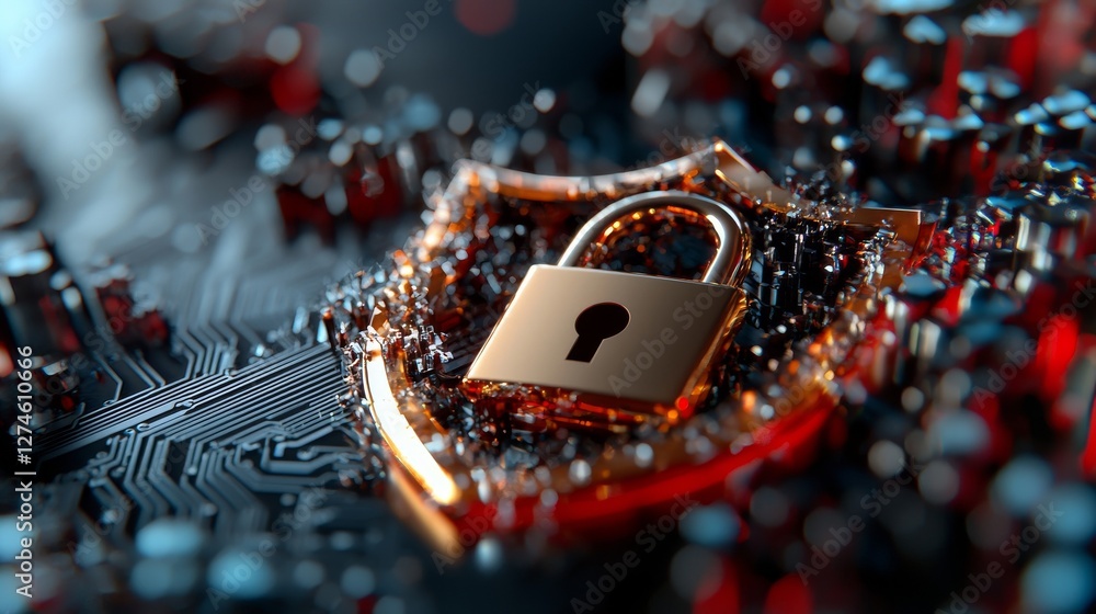 Poster cyber ​​security and data protection encompass internet network security to safeguard business and f