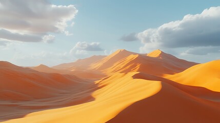 Naklejka premium Golden Desert Dunes Under a Cloudy Sky