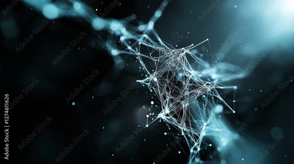 Poster big data visualization incorporates a sound wave, 3d rendering, and data array visual concept, simil