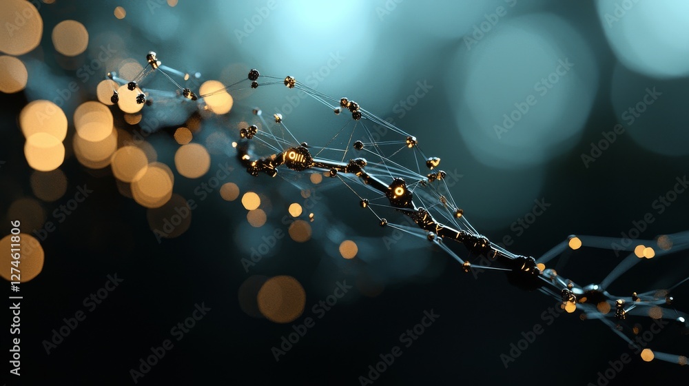 Poster a blue abstract music background is accompanied by a molecular background that features dna, as well