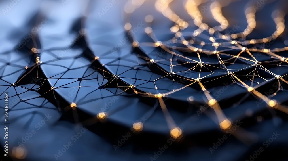 Aufkleber the background features an abstract blue music design, a molecular structure with dna, a network con