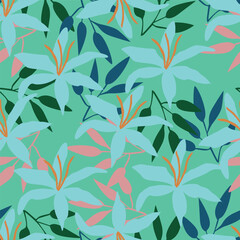 Trendy exotic hand drawn flowers seamless pattern. Floral background for textile, wallpaper, banner, covers, surface, printing and home decor. Flower vector illustration