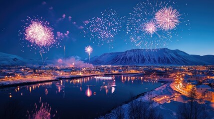 Fireworks over Iceland's capital greeting the New Year.