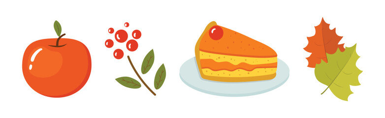 Happy Thanksgiving Holiday Object and Element Vector Set