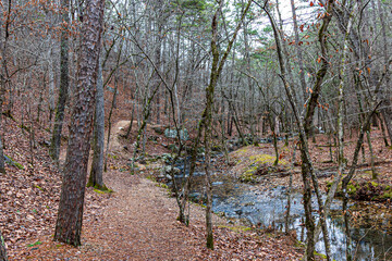 Hiking Falls Branch Trail at Lake Catherine State Park in Hot Springs Arkansas.