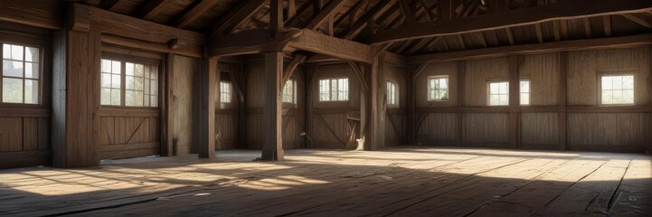 Weathered wooden beams in a rustic barn setting, wooden texture,  wood
