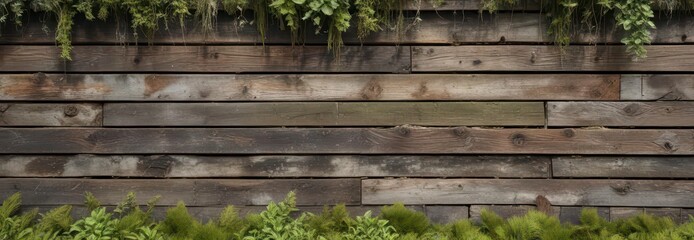 Weathered wooden wall with worn planks and moss growth ,  wood,  architecture