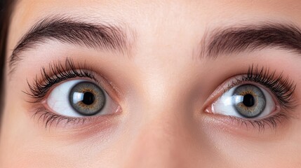 Fototapeta premium Extreme Close-Up of Young Woman Blinking with a Bright Smile and Captivating Eyes