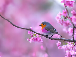 blue and orange spring bird