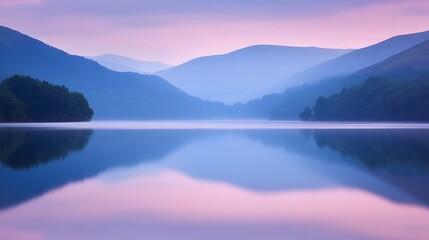 Serene Mountain Lake Dawn Peaceful Landscape