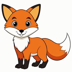Obraz premium Cute cartoon fox smiling against plain background