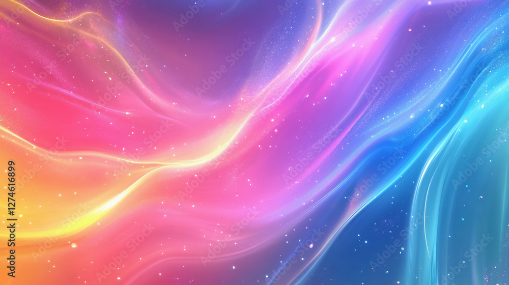 Poster dynamic holographic abstract background with vibrant colors and shifting patterns, perfect for moder