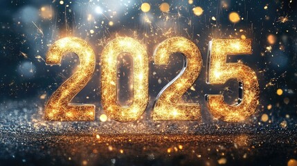 Glowing "2025": New Year's Eve Celebration
