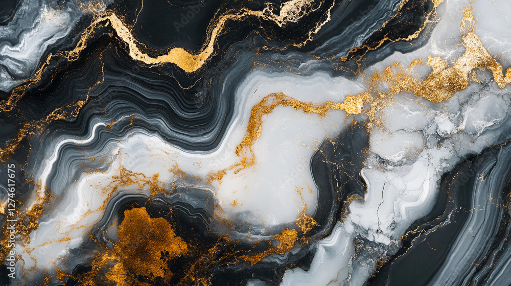 Poster luxurious marble background with elegant gold and black swirls creating a sophisticated atmosphere p