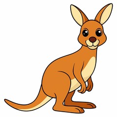 Cartoon kangaroo smiling happily on a white background