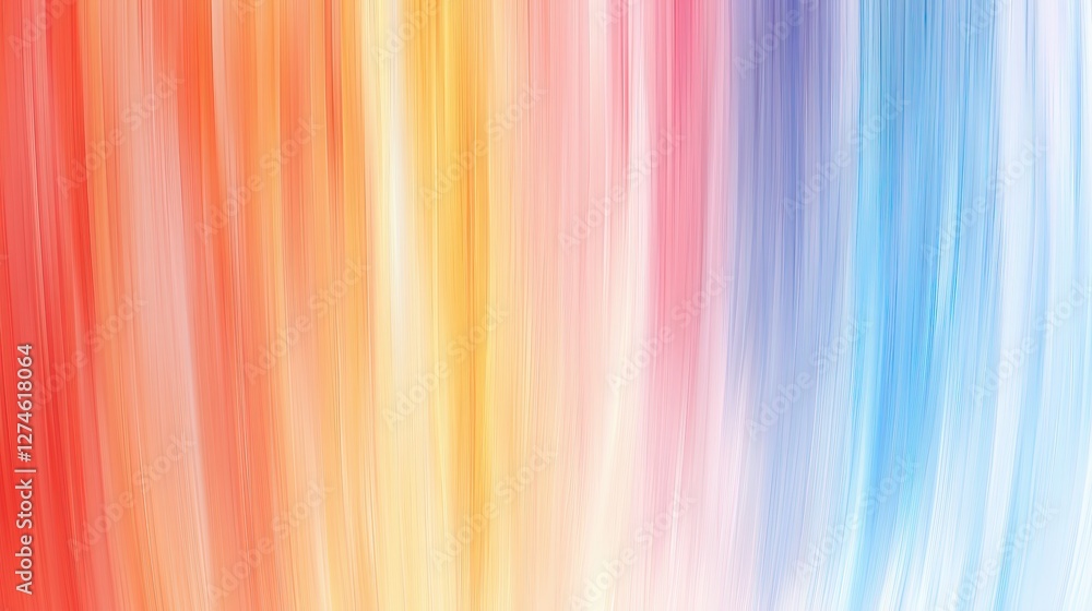 Poster a gradient of blurred lines transitions from warm reds and yellows to cool blues and purples creatin