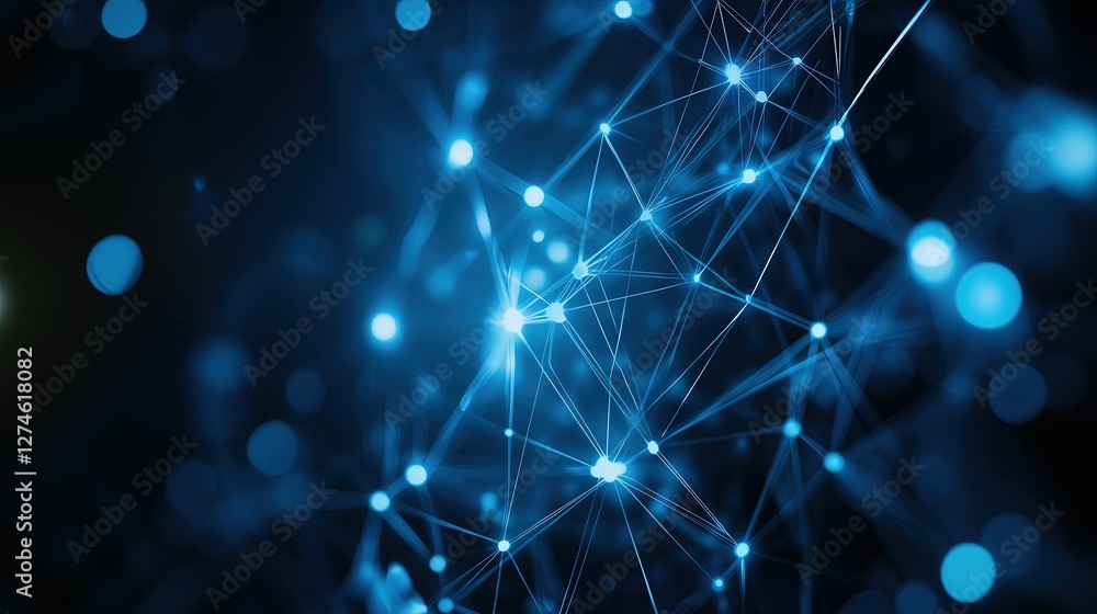 Poster a network of interconnected glowing nodes symbolizing connections technology and the flow of informa