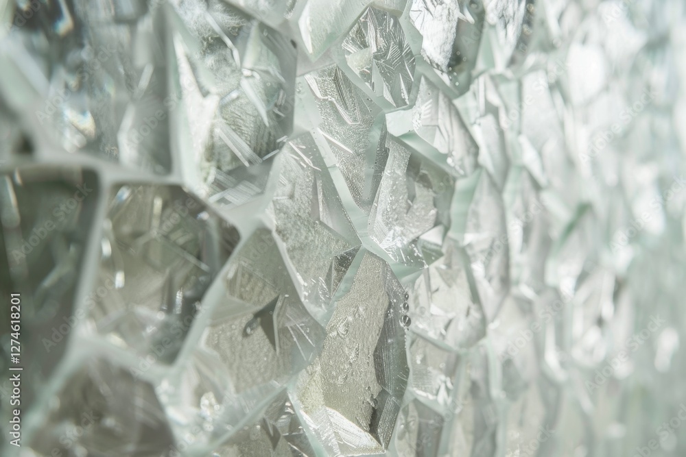 Poster intricate glass pattern reflecting warm sunlight creating a mosaic effect in a serene setting near a