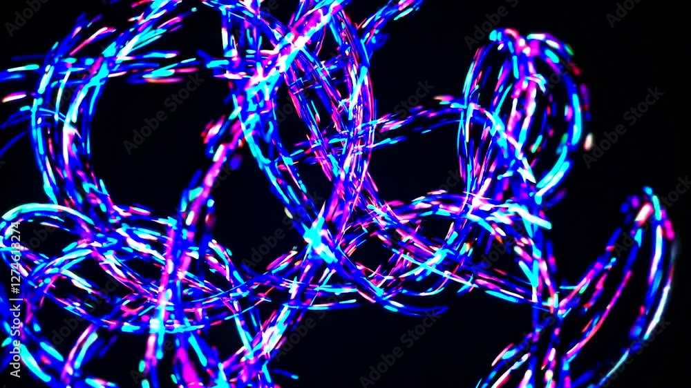 Aufkleber dynamic and colorful light trails form intricate abstract patterns against a dark background. the sw
