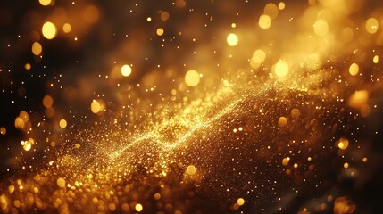 Gold glittering fireworks display background.