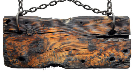 Weathered Wooden Signboard Rustic Antique Design, Aged Brown Texture for Vintage Themes, isolated on transparent background.