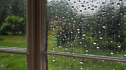 Fototapeta premium raindrops on window, ai generated