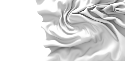 Abstract white fabric drape texture with soft folds and wrinkles. Ideal for backgrounds or design elements.