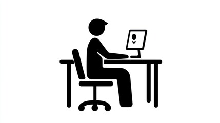 Person working on computer at desk, office background, website design