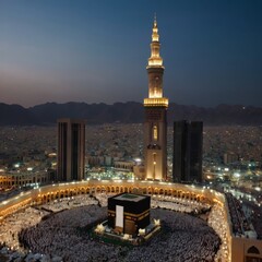 Beautiful kaaba hajj pilgrimage in mecca umra eid al adha ai generated