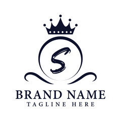 Royal Letter S Luxury Crown Logo Design Vector Illustration.