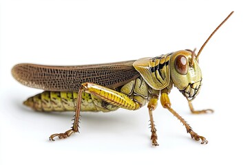 grasshopper on isolated white background. macro photo.