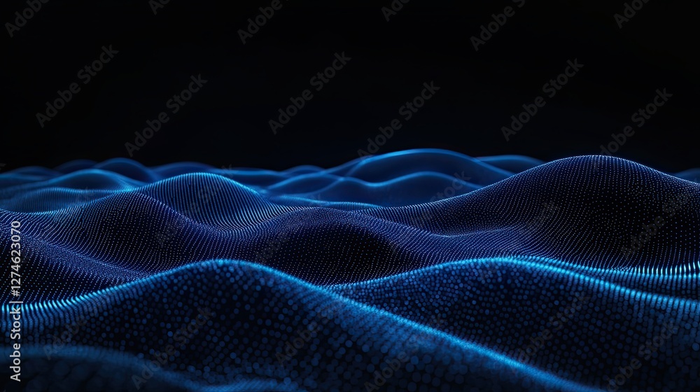 Aufkleber blue wave shape abstract technology background. dark blue and glowing particle abstract background. 
