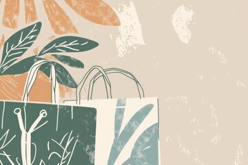 Minimalistic eco friendly design with illustrated leaves for environmental awareness
