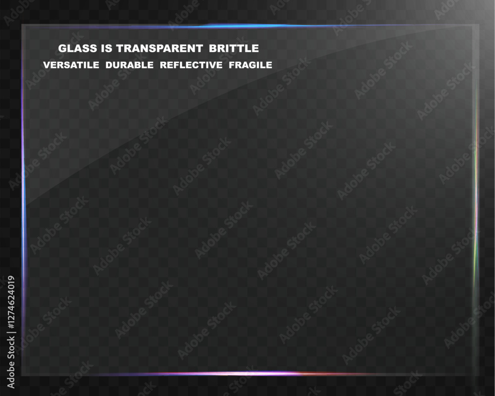 Poster glass transparent overlay with realistic glare and light reflection effect.